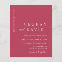 Budget Simple Magenta Minimal Wedding Invitation