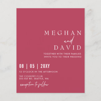 Budget Simple Magenta Wedding Invitation