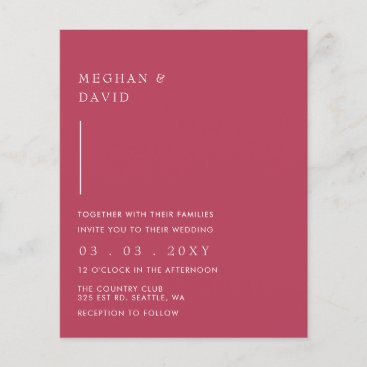 Budget Simple Magenta Wedding Invitation