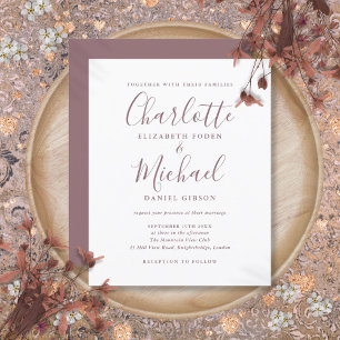 Budget Simple Mauve Script Wedding Invitation