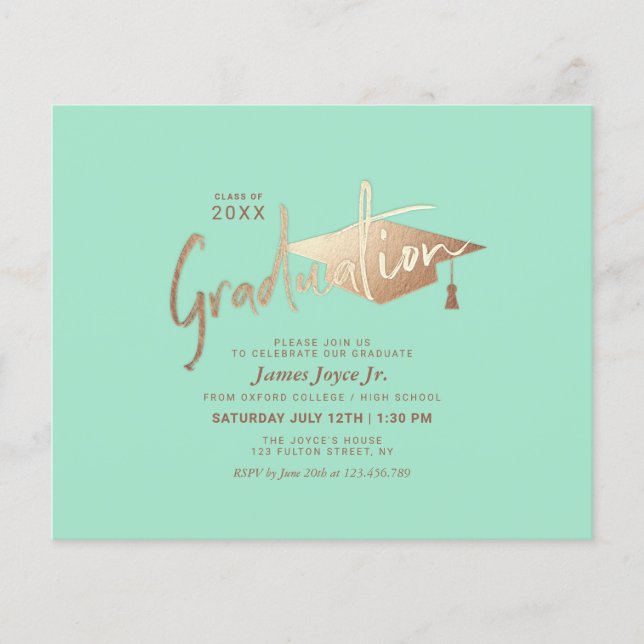 Budget Simple Minimal Graduation Party Invitations Flyer (Front)