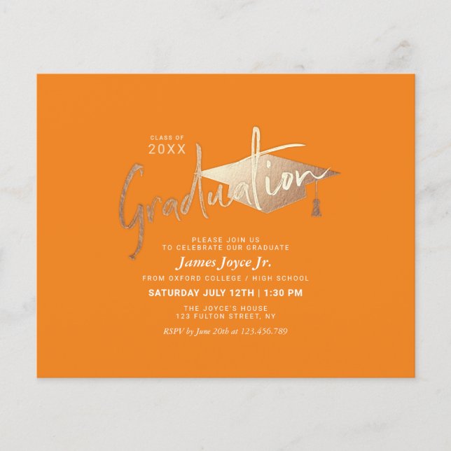 Budget Simple Minimal Graduation Party Invitations Flyer (Front)