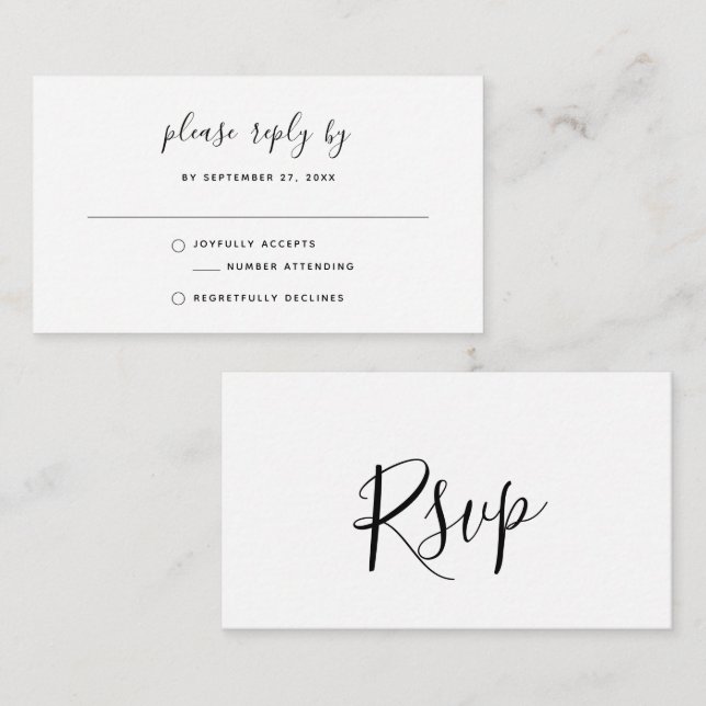 Budget Simple Minimalist Bohemian RSVP Wedding Note Card (Front/Back)