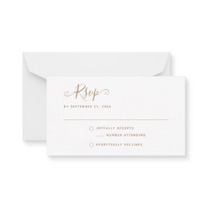 BUDGET Simple Minimalist Gold RSVP Wedding Note Card