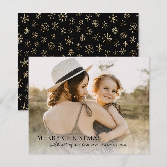 Budget Simple Minimalist Photo Christmas Card (Front/Back)