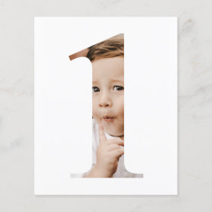 Budget Simple Minimalist Photo Number One Birthday Flyer