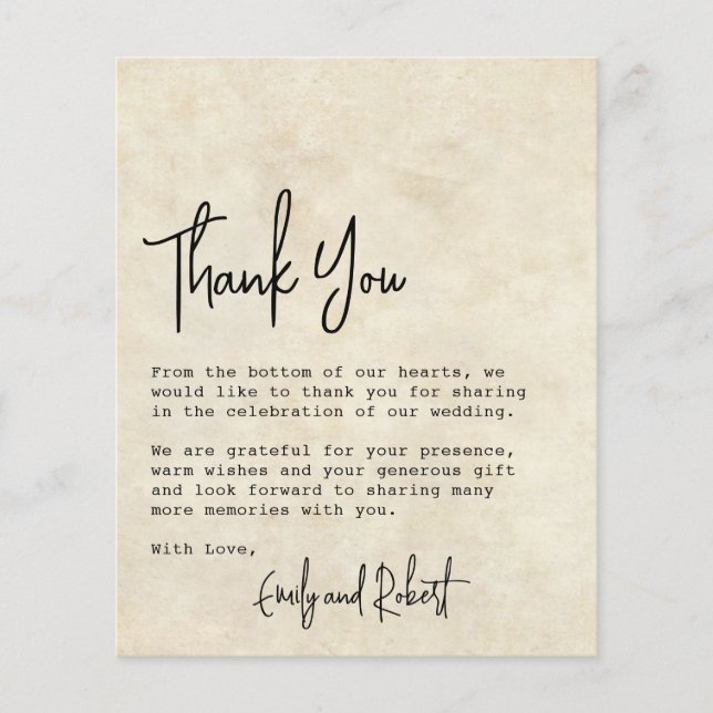 Budget Simple Minimalist Photo Wedding Thank You Flyer (Front)