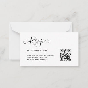 BUDGET Simple Minimalist QR Code RSVP Wedding Note Card