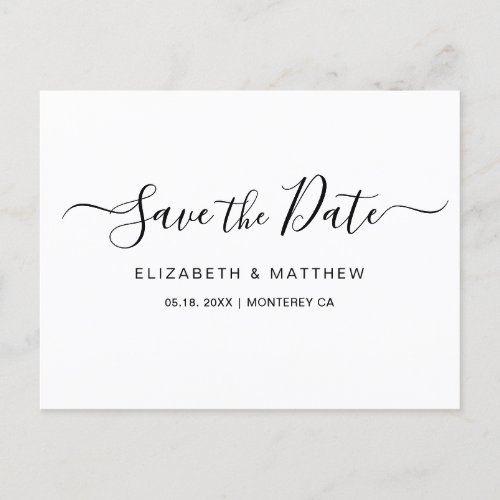 Budget Simple Minimalist Script Save The Date Anno Announcement Postcard