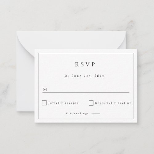 BUDGET Simple Minimalist Wedding RSVP Card