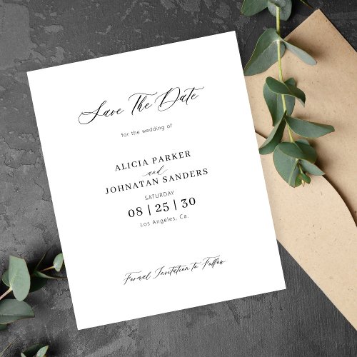 Budget simple minimalist wedding save the date