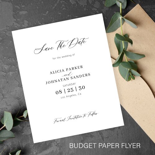 Budget simple minimalist wedding save the date flyer