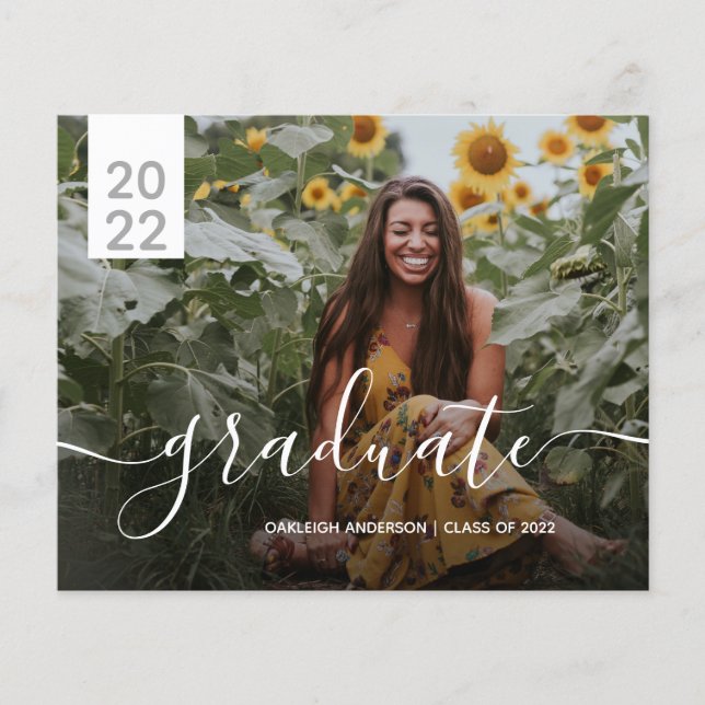 Budget Simple Modern 2 Photo Graduation Announce (Front)