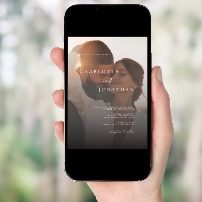 Budget Simple Modern 2 Photo Wedding Invitation (Front Digital)