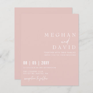 Budget Simple Modern Blush Wedding Invitation
