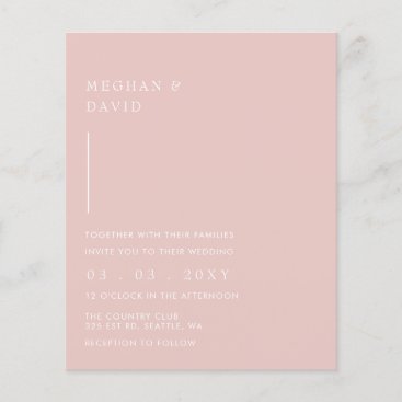 Budget Simple Modern Blush Wedding Invitation