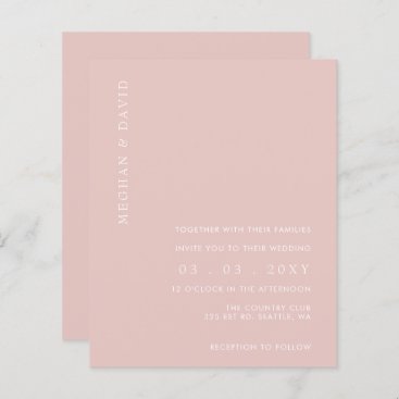 Budget Simple Modern Blush Wedding  Invitation