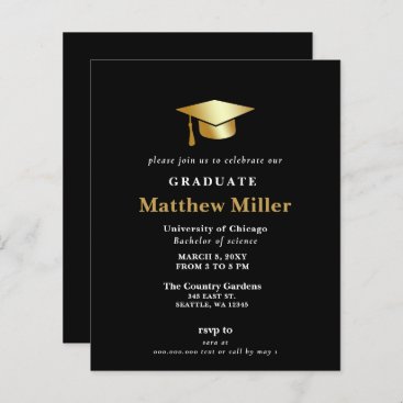 Budget Simple Modern Graduation Invitation