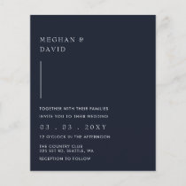 Budget Simple Modern Navy Wedding Invitation