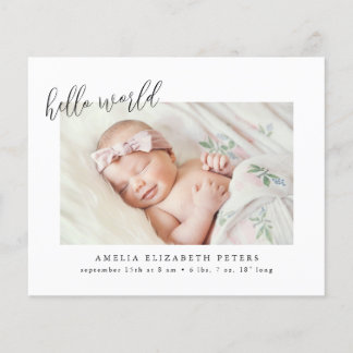 Budget Simple Modern Newborn Birth Announcement
