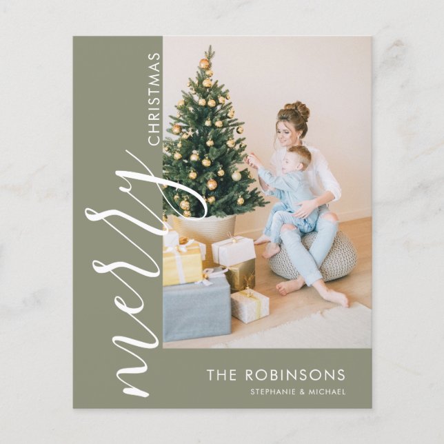 Budget Simple Modern Photo Merry Christmas (Front)