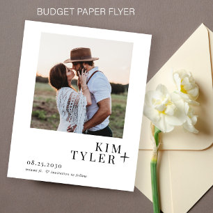 Budget simple modern photo wedding save the date flyer