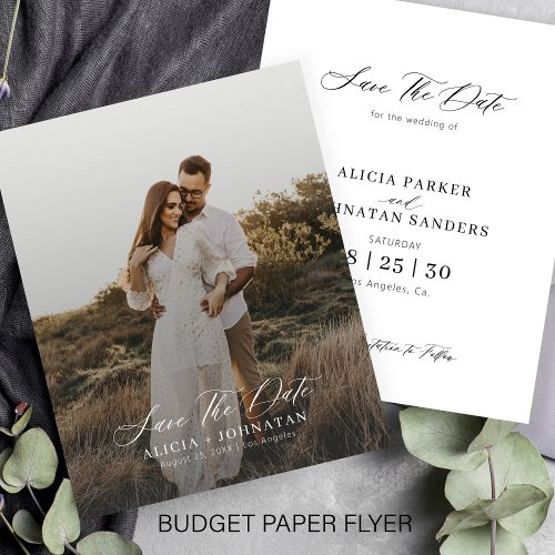 Budget simple modern photo wedding save the date flyer