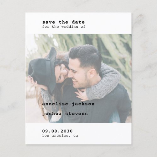 Budget simple modern photo wedding save the date flyer