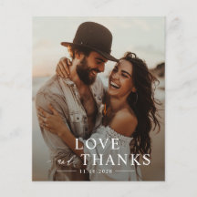 Budget Simple Modern Photo Wedding Thank You Card