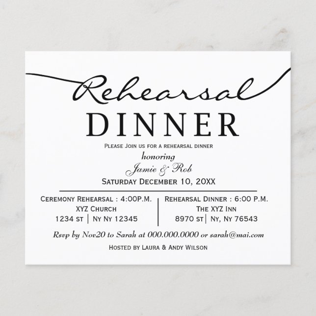 Budget Simple Modern Rehearsal Dinner Invitation (Front)