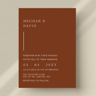 Budget Simple Modern Terracotta Wedding Invitation