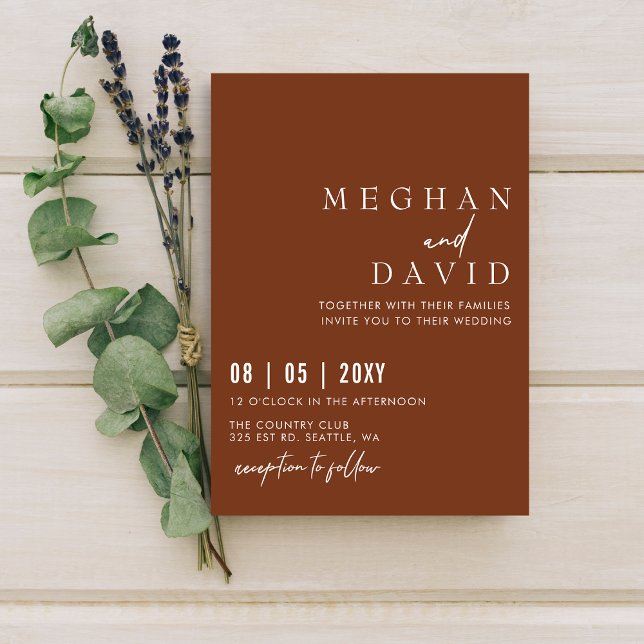 Budget Simple Modern Terracotta Wedding Invitation (Creator Uploaded)