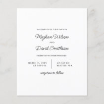 Budget Simple Modern White Wedding Invitation
