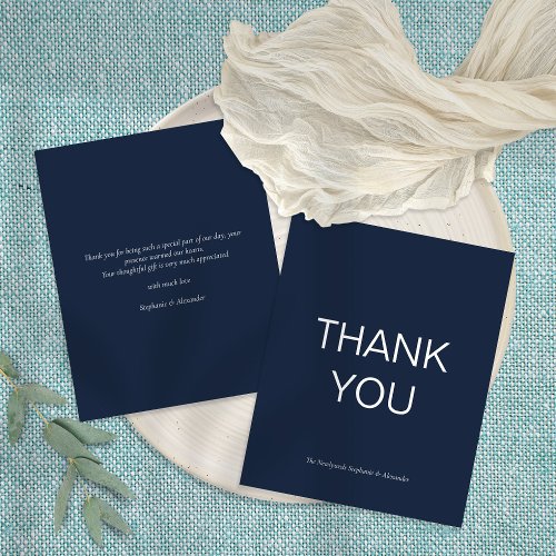 Budget Simple Navy Blue Custom Thank You Card