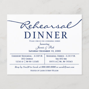 Budget Simple Navy Rehearsal Dinner Invitation