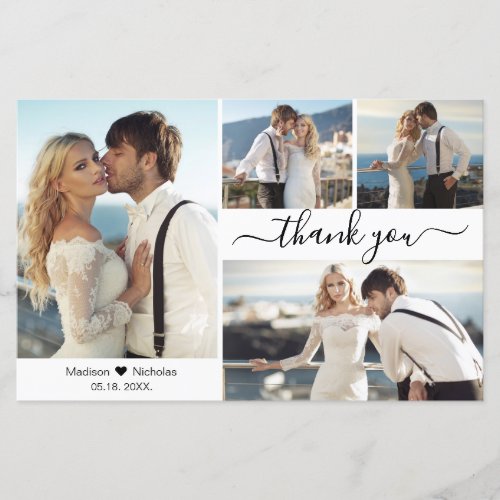 Budget Simple Photo Collage Wedding Thank You Card