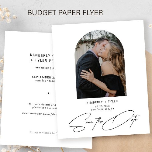 Budget simple photo elegant wedding save the date flyer