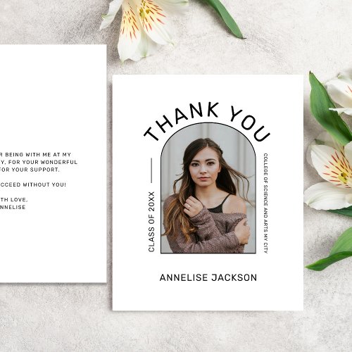 Budget simple photo graduation thank you card flyer