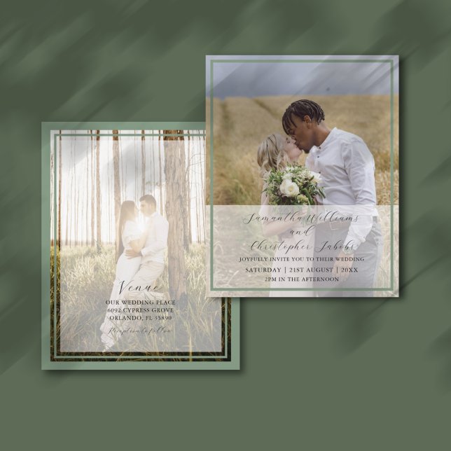 Budget Simple Photo Sage Green Wedding Invitation (Creator Uploaded)