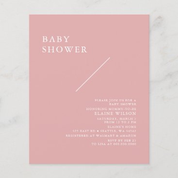 Budget Simple Pink Modern Baby Shower Invitation