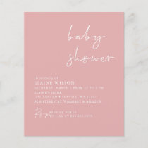 Budget Simple Pink Modern Baby Shower Invitation
