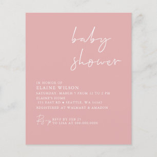Budget Simple Pink Modern Baby Shower Invitation