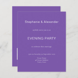Budget Simple Purple QR Wedding Party Invite