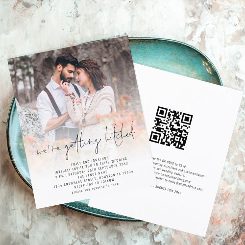 Budget Simple QR Code Photo Overlay Wedding Invite