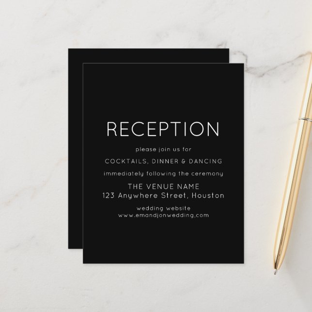 Budget Simple Reception White Black Wedding Encl (Front/Back In Situ)