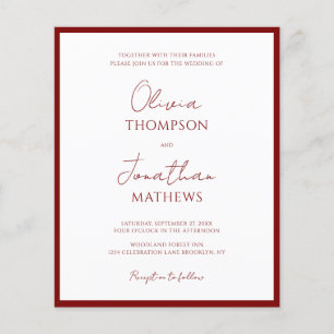 BUDGET Simple Red Border Script Photo Wedding