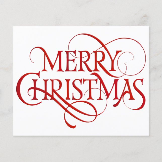 Budget Simple Red & White Merry Christmas Card (Front)