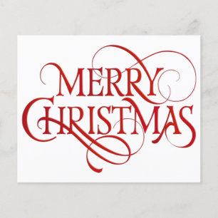 Budget Simple Red & White Merry Christmas Card