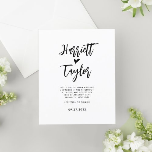 BUDGET Simple Romantic Lovely Heart Script Wedding