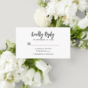 BUDGET Simple Romantic Script Heart Monogram Rsvp Enclosure Card